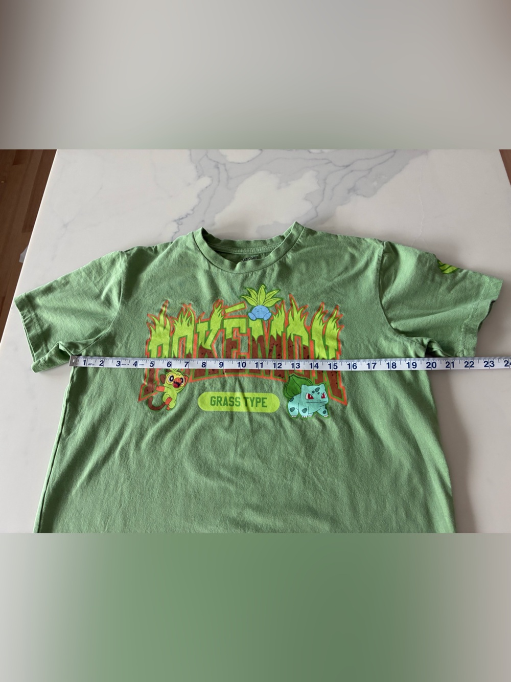 Pokemon Woman’s ' Green Grass‎ Type Graphic Tee with Yellow & Blue Accents - Picture 7 of 8